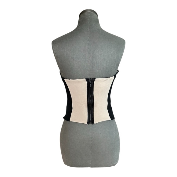 Seduction Sexy Corset Top BEBE Black Ivory Boudoir Zip Back Lingerie Bodysuit - Picture 4 of 7